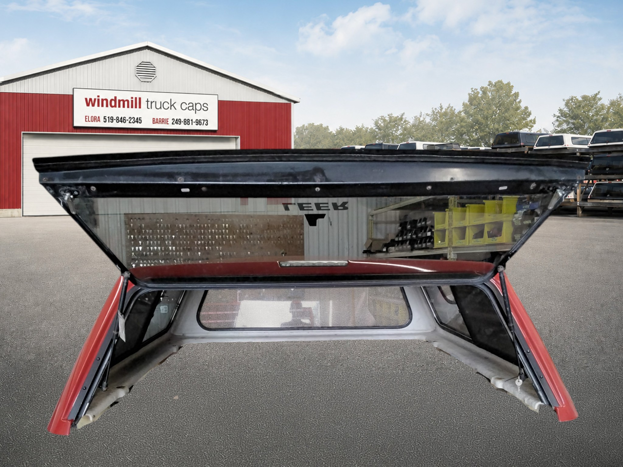 GMC Sierra or Chevrolet Silverado 5'8 G7C Pull Me Over Red Leer100R Truck Cap 3 GMC Sierra or Chevrolet Silverado 5'8 G7C Pull Me Over Red Leer100R Truck Cap - Image 3