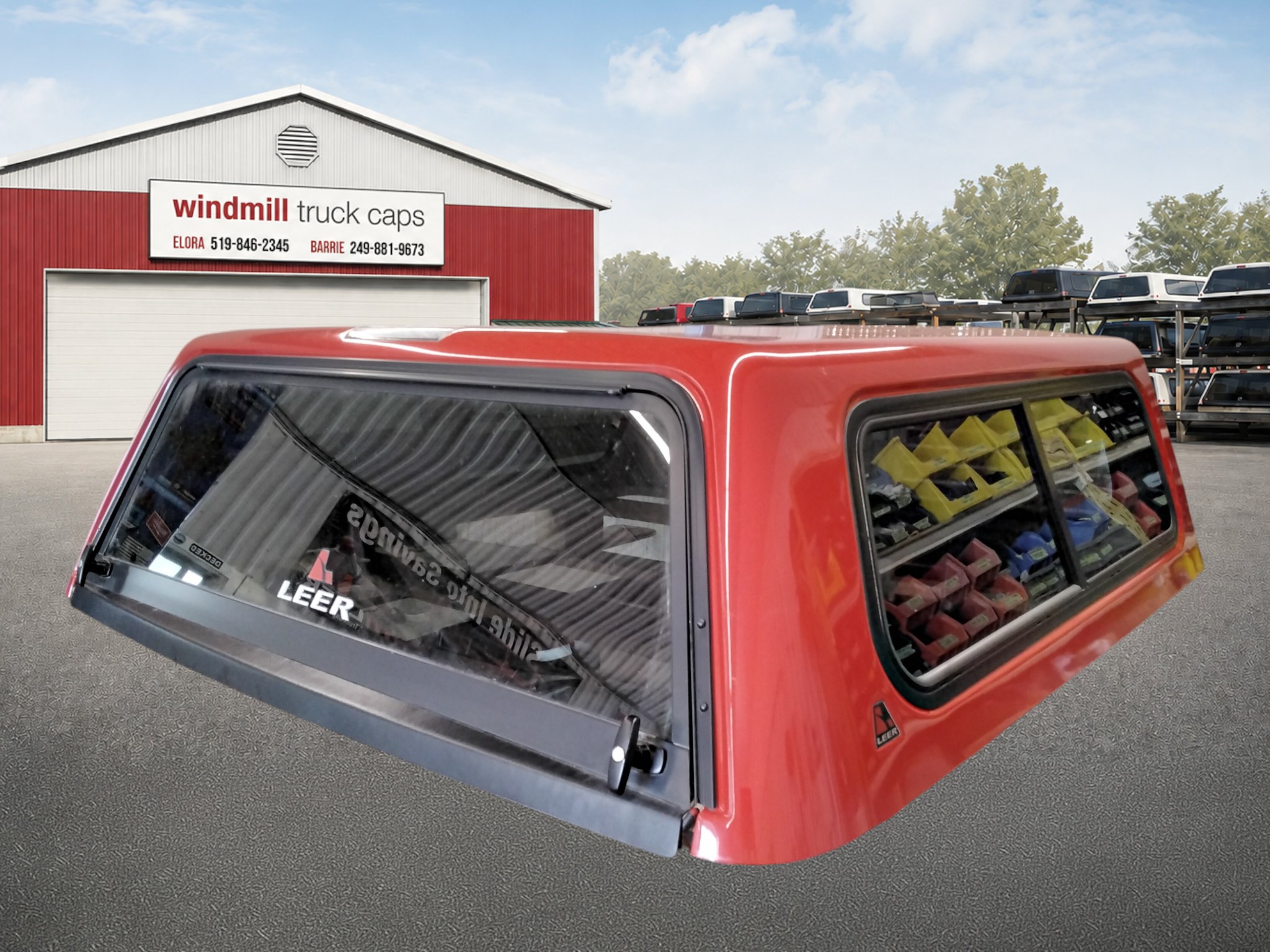 GMC Sierra or Chevrolet Silverado 5'8 G7C Pull Me Over Red Leer100R Truck Cap 2 GMC Sierra or Chevrolet Silverado 5'8 G7C Pull Me Over Red Leer100R Truck Cap - Image 2