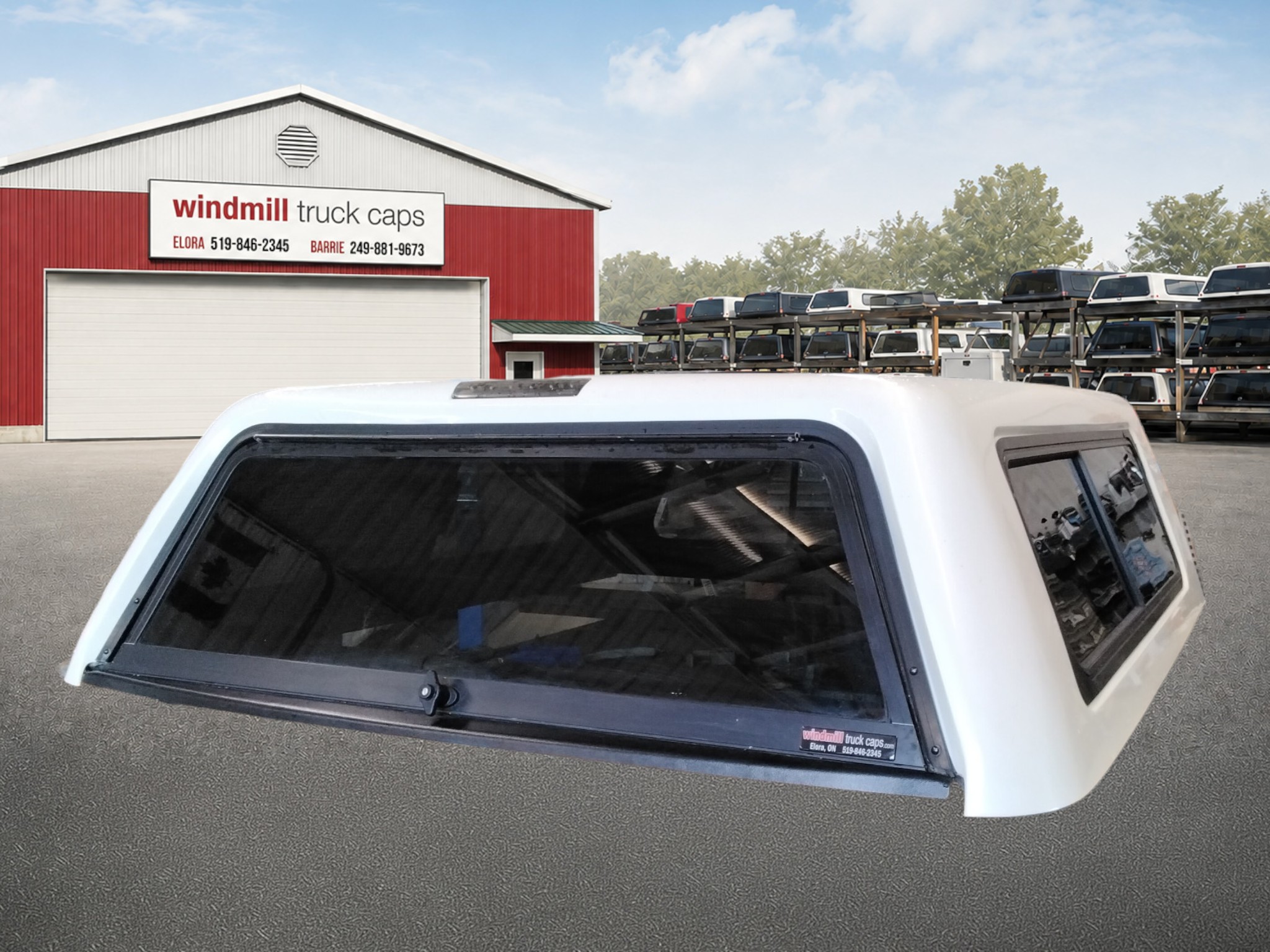 GMC Sierra or Chevrolet Silverado 5'8 White Contour IV Truck Cap 2 GMC Sierra or Chevrolet Silverado 5'8 White Contour IV Truck Cap - Image 2