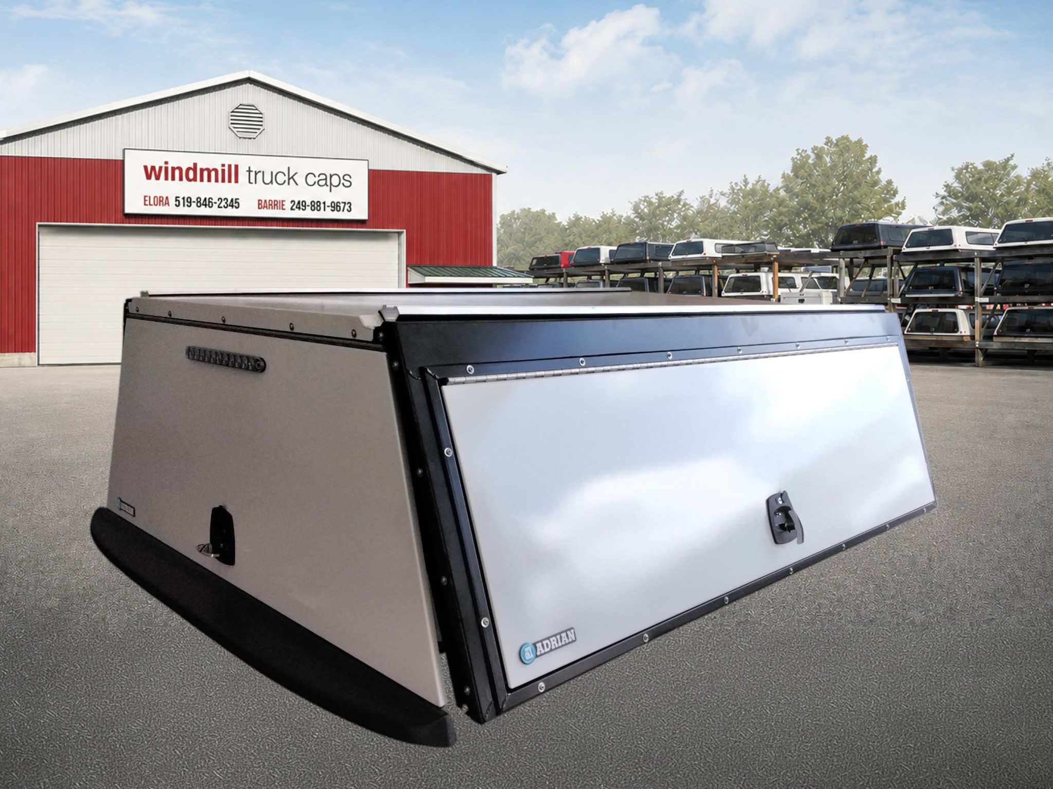 GMC Sierra or Chevrolet Silverado HD 2500/3500 6'9 White Adrian Steel Contractor Truck Cap 2 GMC Sierra or Chevrolet Silverado HD 2500/3500 6'9 White Adrian Steel Contractor Truck Cap - Image 2