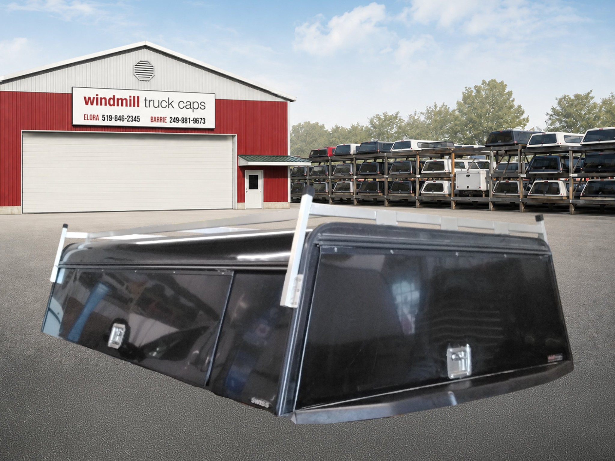 2015 - 2020 Ford F150 8' Black Swiss Contractor Truck Cap 2 2015 - 2020 Ford F150 8' Black Swiss Contractor Truck Cap - Image 2