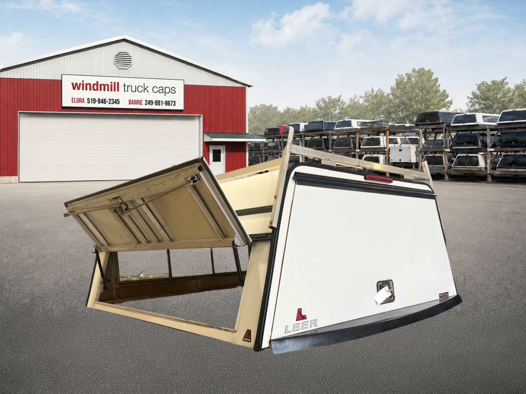 Dodge Ram 6'4 White Leer Contractor Truck Cap 2 Dodge Ram 6'4 White Leer Contractor Truck Cap - Image 2
